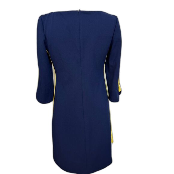 VInce Camuto Navy Mod Knee Length 3/4 Sleeve Ponte Color Block Dress - Women 8 - Picture 3 of 4